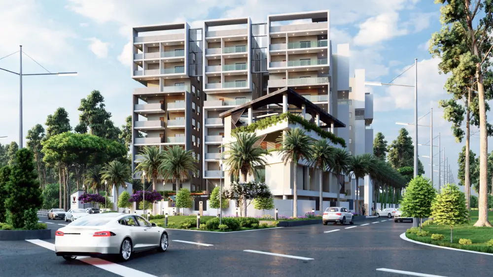 Artist’s impression of Vijetha Tranquil East building with landscaped entry